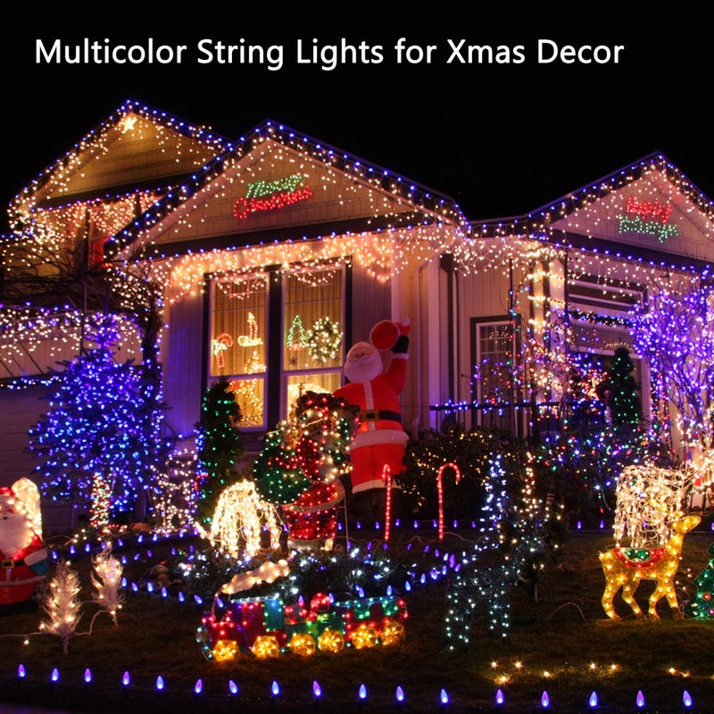 Toodour Solar Christmas Lights Outdoor, 2 Packs Total 144ft 400 LED Solar String Lights with 8 Mode, Outdoor Christmas String Light for Garden, Patio, Fence, Balcony, Xmas Tree Decor - Multicolor - Image 3